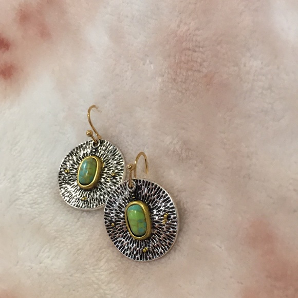 Craftsman Zen Styled Pierced Fashion Earrings NWT silver auqua - Picture 4 of 7